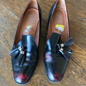 Jeffrey Campbell Black and Red Tassel Loafers